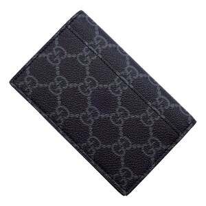 Gucci GG Emblem Black Leather and Canvas Vertical Bifold
